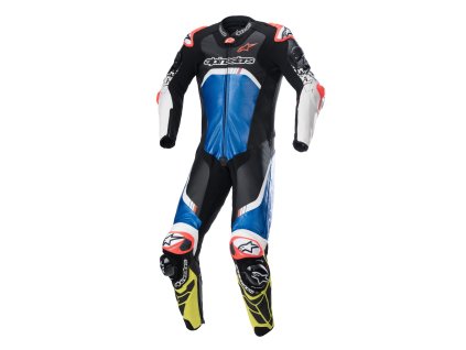 jednodílná kombinéza GP TECH 4  TECH-AIR kompatibilní  ALPINESTARS modrá/žlutá fluo/červená fluo/černá/bílá 2025 (Veľkosť 50)