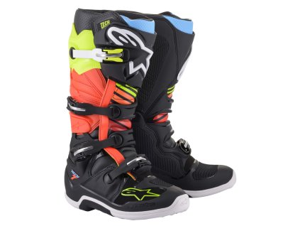 boty TECH 7  ALPINESTARS černá/žlutá fluo/červená fluo (Veľkosť 38)