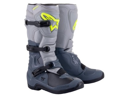 boty TECH 3  ALPINESTARS světle šedá/šedá/černá/žlutá fluo 2025 (Veľkosť 38)