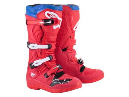 boty TECH 5  ALPINESTARS červená/modrá/bílá/černá 2025 (Veľkosť 38)