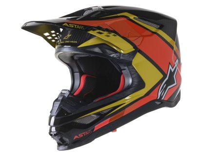 přilba SUPERTECH S-M10 CARBON META2  ALPINESTARS černá/žlutá/oranžová lesklá (Veľkosť S (obvod 55 - 56 cm))