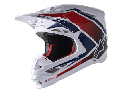 přilba SUPERTECH S-M10 CARBON META2  ALPINESTARS bílá/červená/modrá lesklá (Veľkosť XL (obvod 61 - 62 cm))