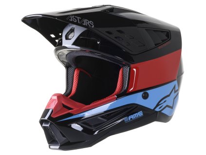 přilba S-M5 BOND  ALPINESTARS černá/červená/azurová lesklá (Veľkosť XL (obvod 61 - 62 cm))
