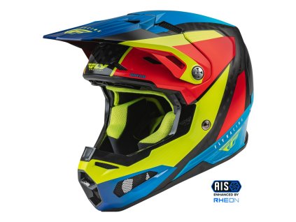 přilba FORMULA CARBON PRIME  FLY RACING - USA hi-vis  modrá  červená (Veľkosť XL)