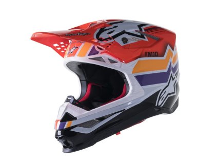 přilba SUPERTECH S-M10 edice TROY LEE DESIGNS  ALPINESTARS oranžová/žlutá/fialová/bílá/černá (Veľkosť 2XL (obvod 63 - 64 cm))
