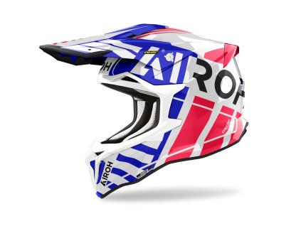 přilba STRYCKER Brave  AIROH lesklá modrá/červená 2025 (Veľkosť XS)