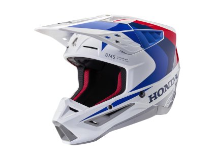 přilba S-M5 HONDA kolekce  ALPINESTARS bílá/modrá/červená 2026 (Veľkosť XS (obvod 53 - 54 cm))