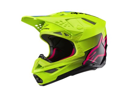 přilba SUPERTECH S-M10 UNITE  ALPINESTARS žlutá fluo/černá/růžová 2026 (Veľkosť XS (obvod 53 - 54 cm))