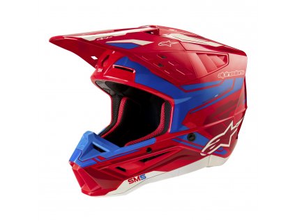 přilba S-M5 ACTION 2  ALPINESTARS červená fluo/modrá 2026 (Veľkosť XS (obvod 53 - 54 cm))