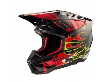 přilba S-M5 RASH  ALPINESTARS tmavě šedá/červená fluo 2026 (Veľkosť XS (obvod 53 - 54 cm))