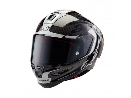 přilba SUPERTECH R10 ELEMENT  ALPINESTARS karbon/stříbrná/černá 2026 (Veľkosť XS (obvod 53 - 54 cm))