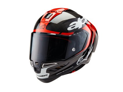 přilba SUPERTECH R10 ELEMENT  ALPINESTARS karbon/červená fluo/bílá 2026 (Veľkosť XS (obvod 53 - 54 cm))