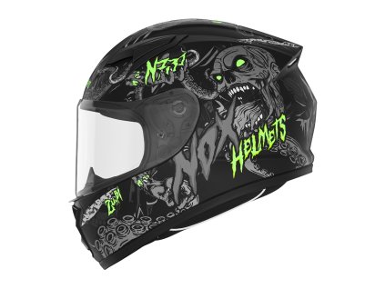 přilba N731 ZUMBI  NOX  dětská černá matná zelená 2025 (Veľkosť S (obvod 47 - 48 cm))