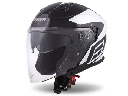 přilba Jet Tech Corso  CASSIDA černá/bílá (Veľkosť S (55 až 56 cm))
