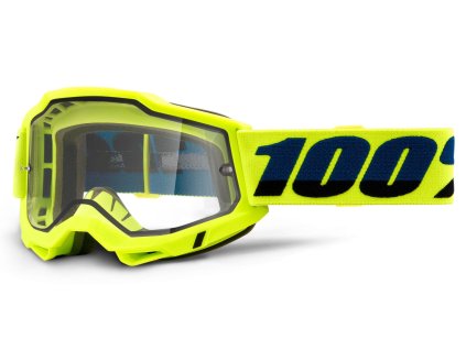 Okuliare motokrosové 100% ACCURI 2 Enduro Moto žlté číre Dual plexi
