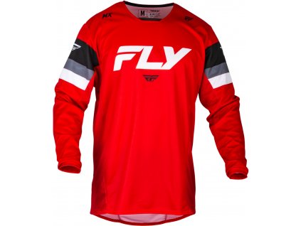 dres KINETIC PRIX  FLY RACING - USA 2024 červená/šedá/bílá (Veľkosť S)