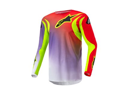 dres FLUID LUCENT  ALPINESTARS bílá/fialová/červená/žlutá fluo/černá 2024 (Veľkosť XL)