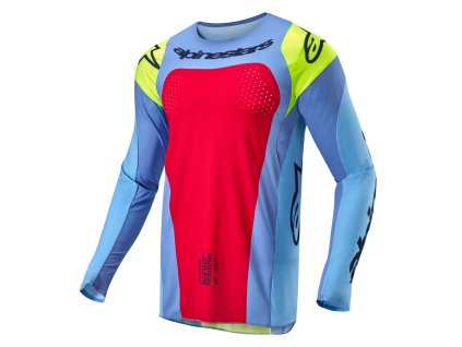 dres TECHSTAR OCURI  ALPINESTARS světle modrá/žlutá fluo/červená 2024 (Veľkosť L)
