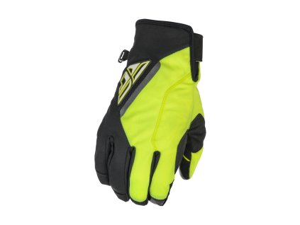 rukavice TITLE  FLY RACING - USA černá/hi-vis (Veľkosť XS)