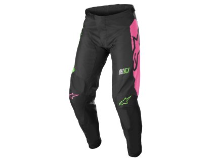 rACER COMPASS ALPINESTARS detské nohavice čierna/zelená neónová/ružová fluo