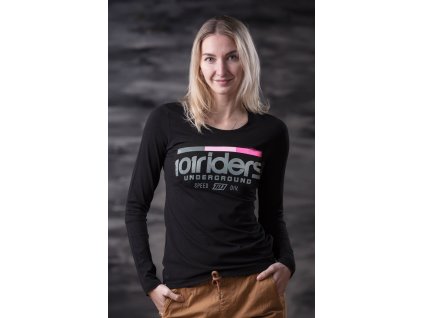 triko LINE Stretch Sleeve  101 RIDERS dámské černá (Veľkosť XS)