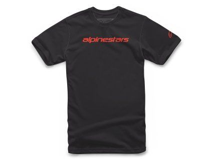 triko LINEAR WORDMARK TEE  ALPINESTARS černá/červená fluo (Veľkosť M)