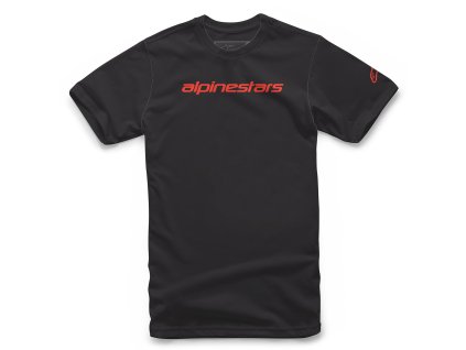 triko LINEAR WORDMARK TEE  ALPINESTARS černá/červená fluo (Veľkosť S)