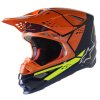 přilba SUPERTECH S-M8 FACTORY  ALPINESTARS tmavá modrá/oranžová/žlutá fluo lesklá (Veľkosť 2XL (obvod 63 - 64 cm))