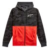 mikina CAMO BLOCK HOODIE  ALPINESTARS šedá camo/červená fluo (Veľkosť S)