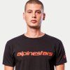 triko LINEAR WORDMARK TEE  ALPINESTARS černá/červená fluo (Veľkosť M)