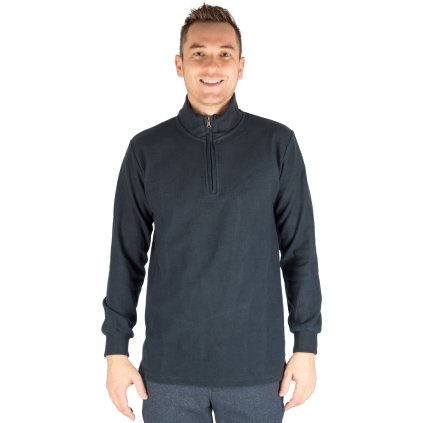 Pánsky pulóver so stojačikom a krátkym zipsom (zip-neck)
