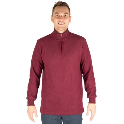 Pánsky pulóver so stojačikom a krátkym zipsom (zip-neck)