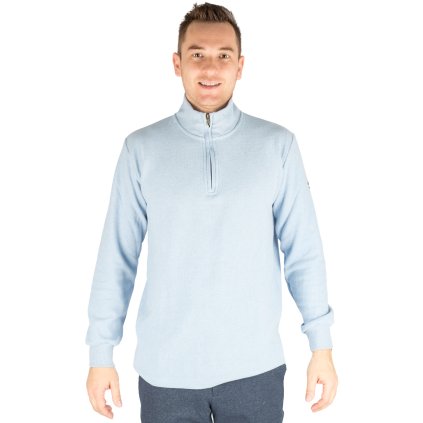 Pánsky pulóver so stojačikom a krátkym zipsom (zip-neck)