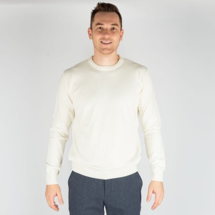 Pánsky merino-kašmírový pulóver s okrúhlym výstrihom