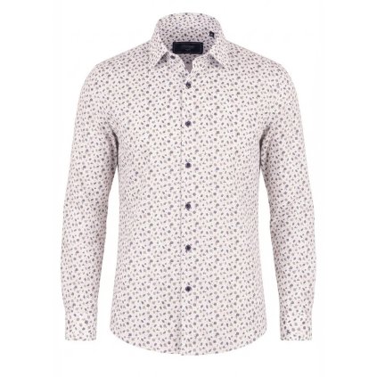 Biela vzorovaná pánska košeľa v strihu Regular fit s Dlhým rukávom (Veľkosť 41)