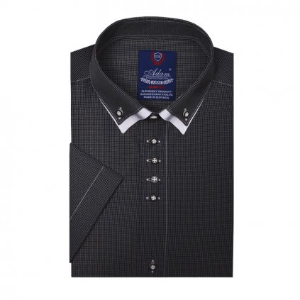 Sivá vzorovaná Košeľa v strihu Slim fit s Krátkym rukávom