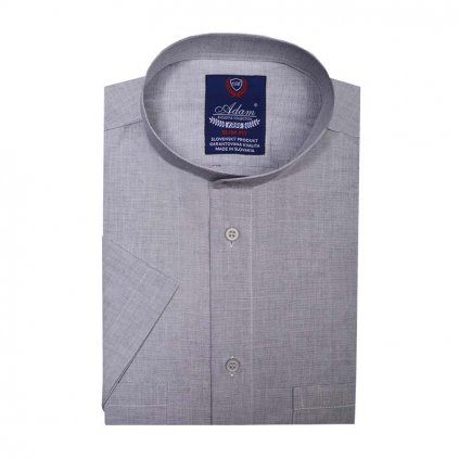 Sivá hladká Košeľa v strihu Slim fit s Krátkym rukávom