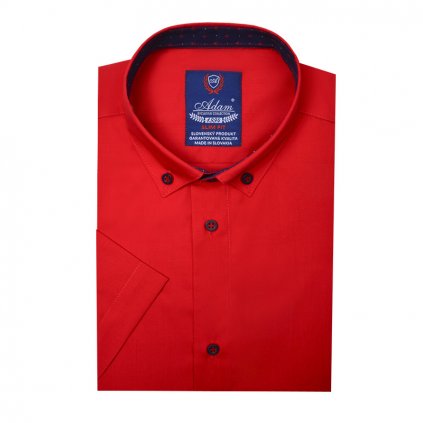 Červená hladká Košeľa v strihu Slim fit s Krátkym rukávom