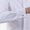 Biela pánska štrukturovaná košeľa v strihu Slim fit s Dlhým rukávom (Veľkosť 39)
