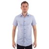 Bielohnedá pánska vzorovaná košeľa v strihu Slim fit s Krátkym rukávom (Veľkosť 38)