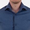 Modrá pánska vzorovaná košeľa v strihu Slim fit s Krátkym rukávom (Veľkosť 38)