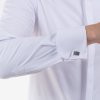 Biela pánska vzorovaná košeľa v strihu Regular fit s Dlhým rukávom, krytou légou a manžetou (Veľkosť 44)