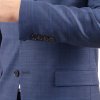 Modrý károvaný pánsky oblek s elastanom v Regular fit strihu (Veľkosť 6/48)