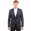 Tmavomodrý károvaný pánsky oblek s elastanom v Regular fit strihu (Veľkosť 6/48)