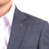 Sivomodrý károvaný pánsky oblek s elastanom v Regular fit strihu (Veľkosť 6/48)
