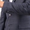 Sivomodrý károvaný pánsky oblek s elastanom v Regular fit strihu (Veľkosť 6/48)