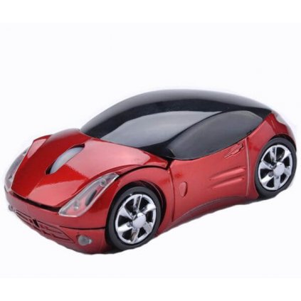 Optická bezdrôtová myš, auto, červená