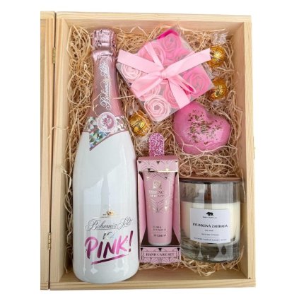 Dřevěný dárkový box Romantický wellness s vůní bylinek a růží