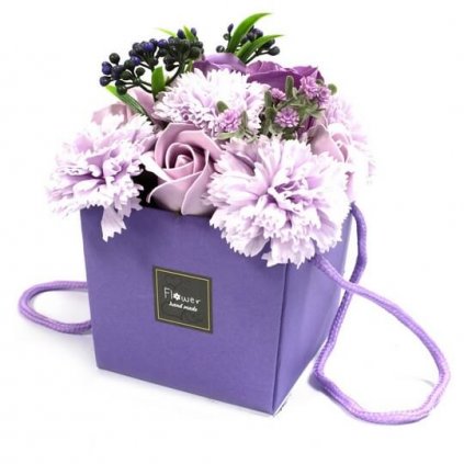 Mydlové kvety, fialové, darčekový box