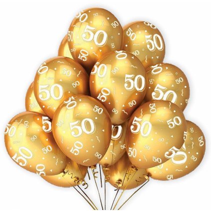 Narodeninové balóniky 50 zlaté 7 ks